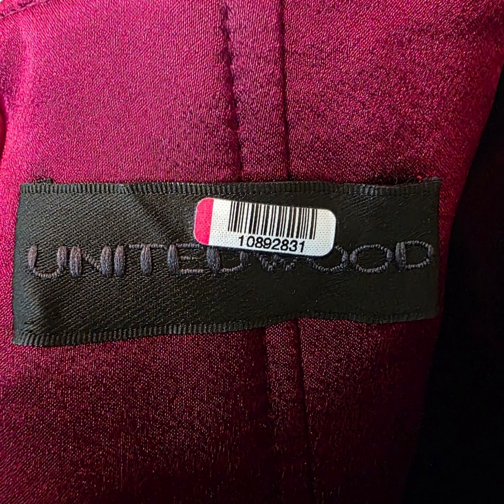 UnitedWood Jodie High/Low Cocktail Dress Floral lace Detail Bordeaux Red Size 6 - Picture 8 of 11